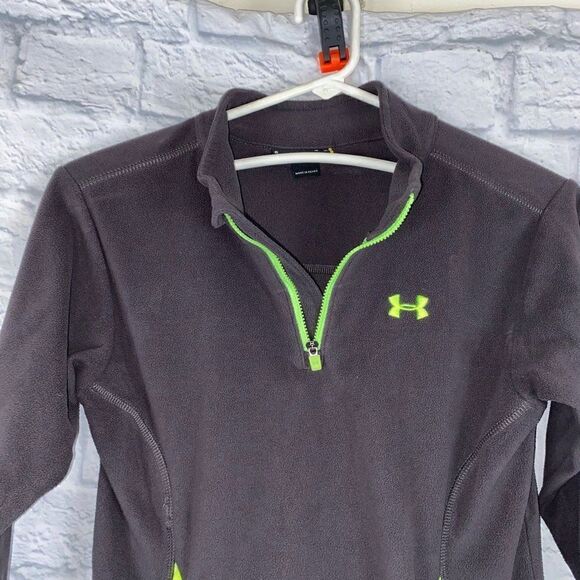 Under armour 1/4 zip Longsleeve fleece pullover w/front pockets grey sz 6 boys - Picture 4 of 7